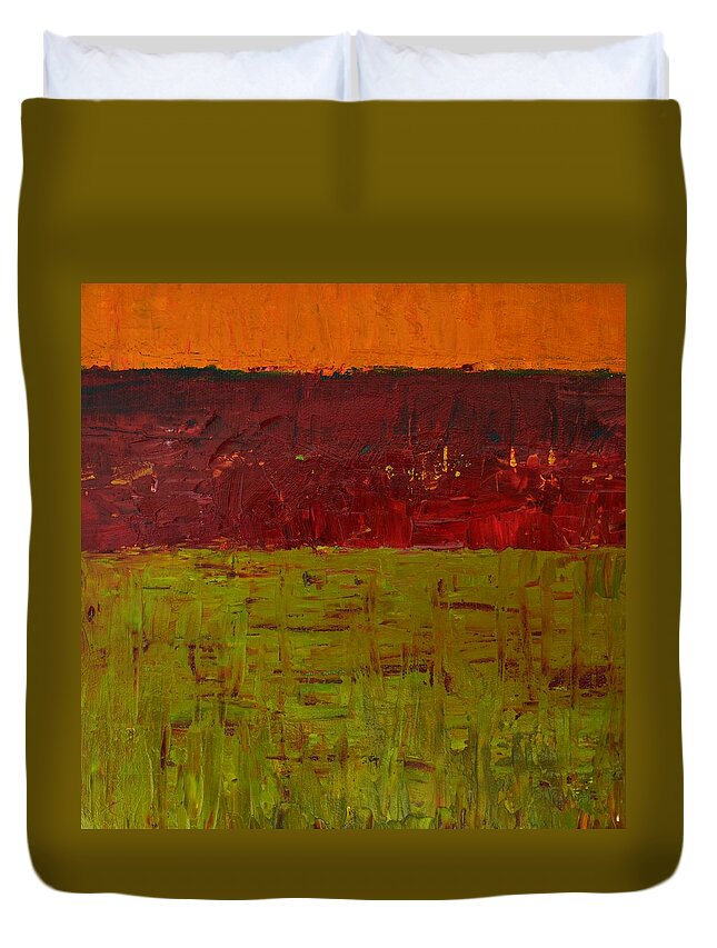 Abstract Expressionism Duvet Cover featuring the painting Highway Series - Plains by Michelle Calkins