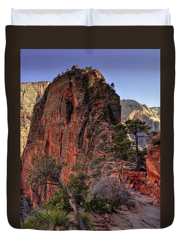 Angels Landing Duvet Cover featuring the photograph Hiking Angels by Chad Dutson