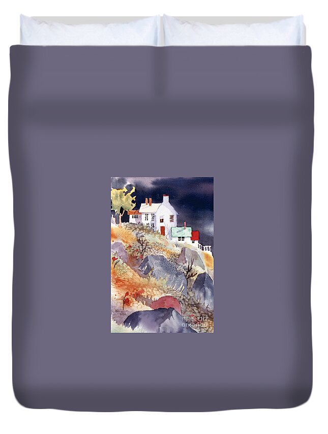 Hill House Duvet Cover featuring the painting Hill House by Teresa Ascone