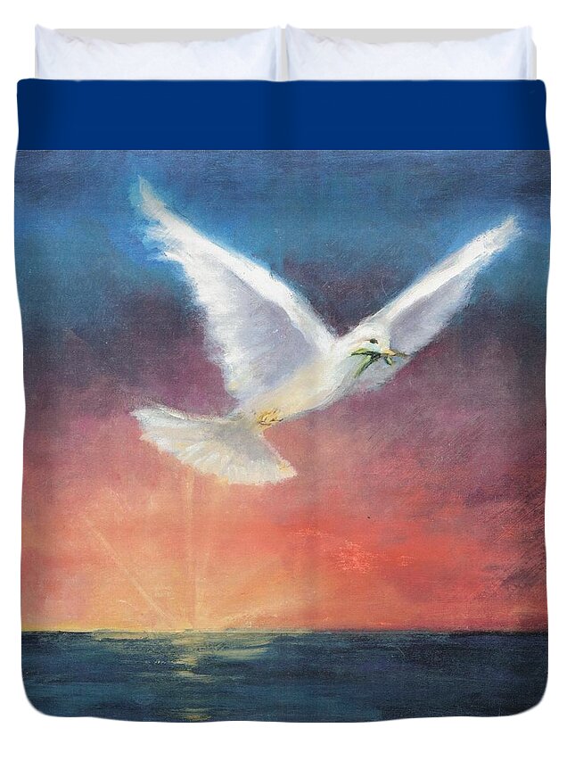 Spiritual Duvet Cover featuring the painting The Wings of Peace by Maria Hunt