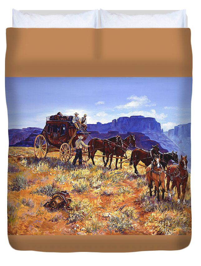 Stagecoach Duvet Cover featuring the painting Hitchin by Page Holland