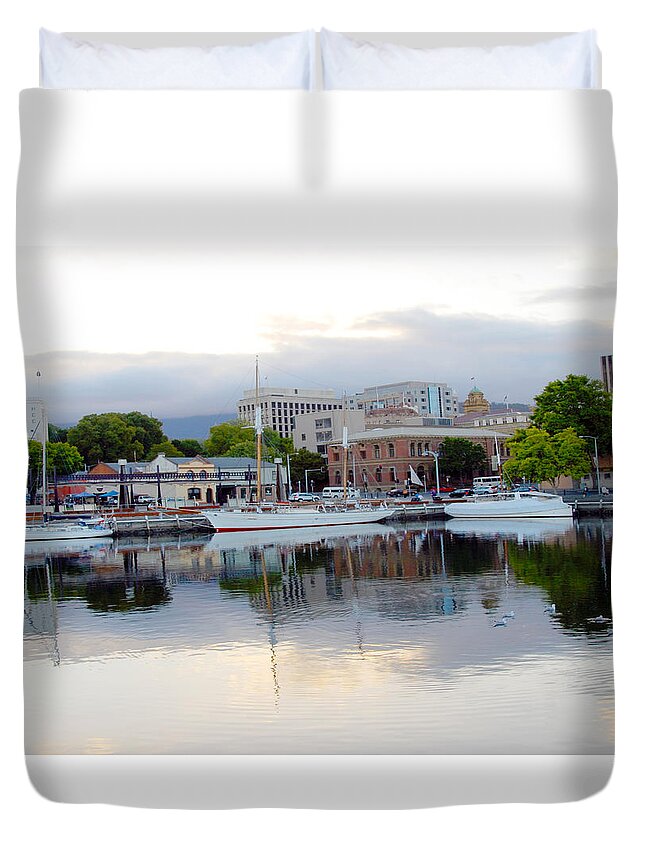 Boat Duvet Cover featuring the photograph Hobart mariner by Glen Johnson