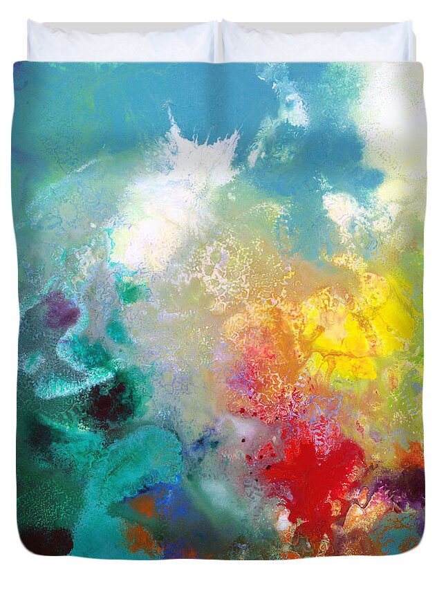Abstract Duvet Cover featuring the painting Holding the High Watch canvas one by Sally Trace