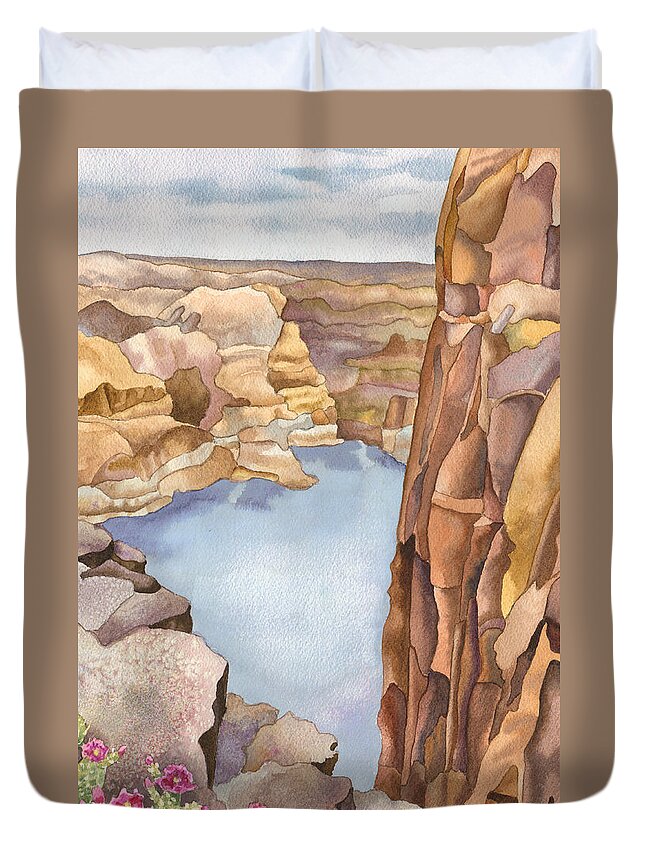 Hole In The Rock Painting Duvet Cover featuring the painting Hole in the Rock by Anne Gifford