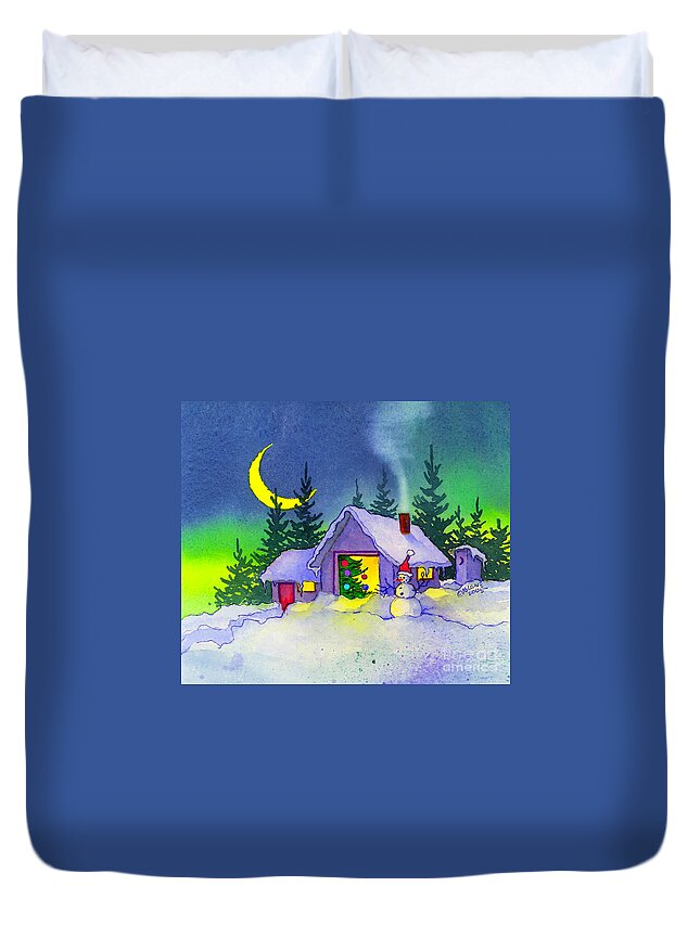 Holiday Cheer Duvet Cover featuring the painting Holiday Cheer by Teresa Ascone