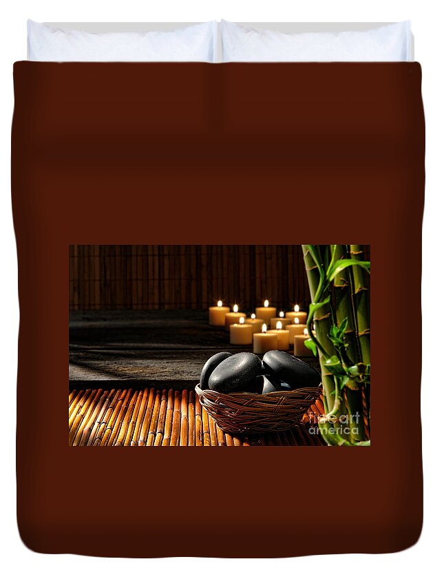 Stones Duvet Cover featuring the photograph Holistic Massage by Olivier Le Queinec