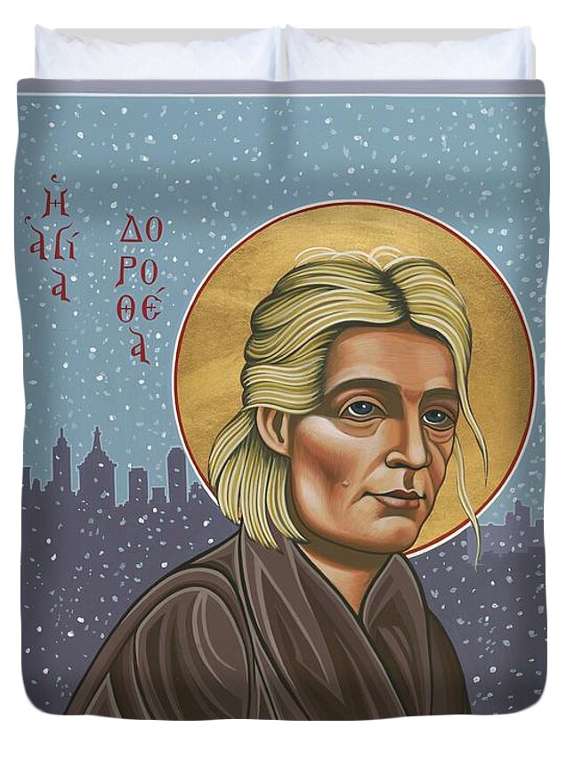 Holy Prophet Dorothy Day Duvet Cover featuring the painting Holy Prophet Dorothy Day 154 by William Hart McNichols