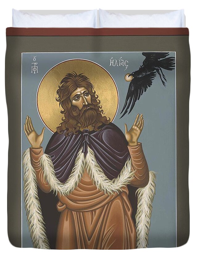 The Holy Prophet Elijah Duvet Cover featuring the painting Holy Prophet Elijah 009 by William Hart McNichols