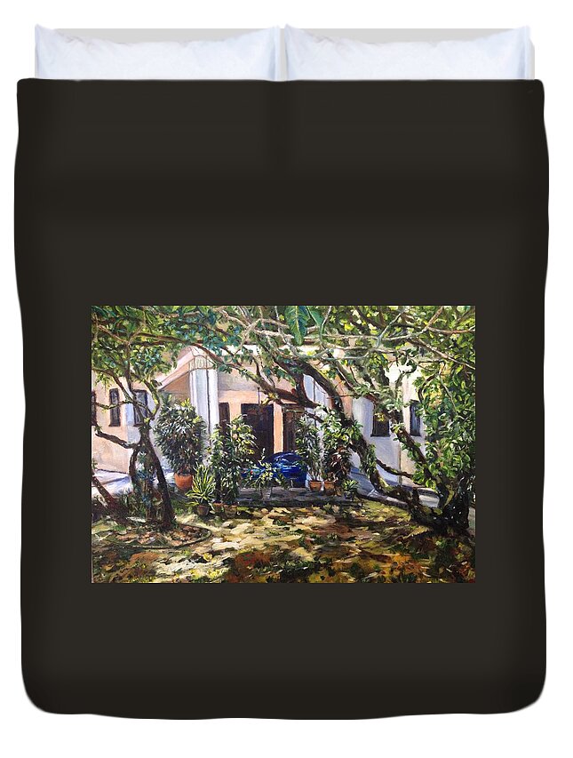 Home Duvet Cover featuring the painting HOME is where the HEART is by Belinda Low