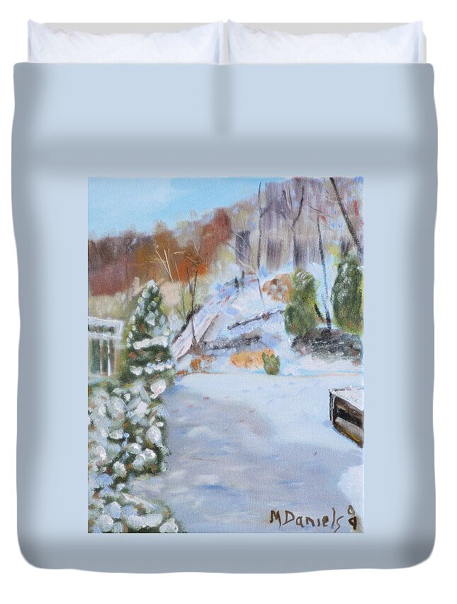 Painting Duvet Cover featuring the painting Home Scene South by Michael Daniels