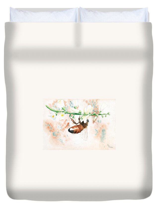 Bee Duvet Cover featuring the painting Honey Bee by Timothy Livingston