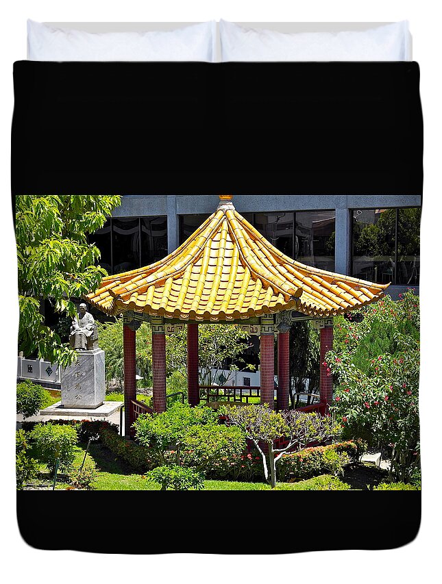 Garden Duvet Cover featuring the photograph Honolulu Airport Chinese Cultural Garden by Michele Myers