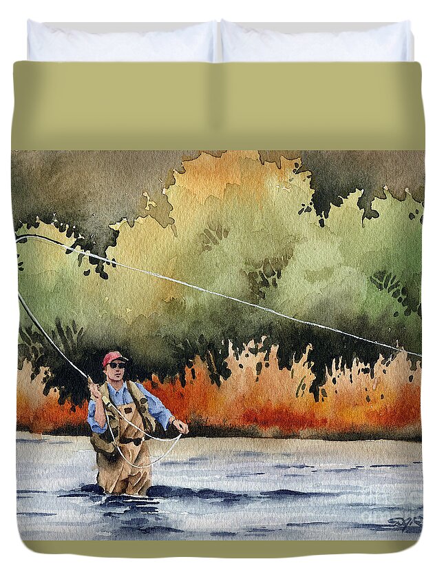 Fly Duvet Cover featuring the painting Hooked Up by David Rogers