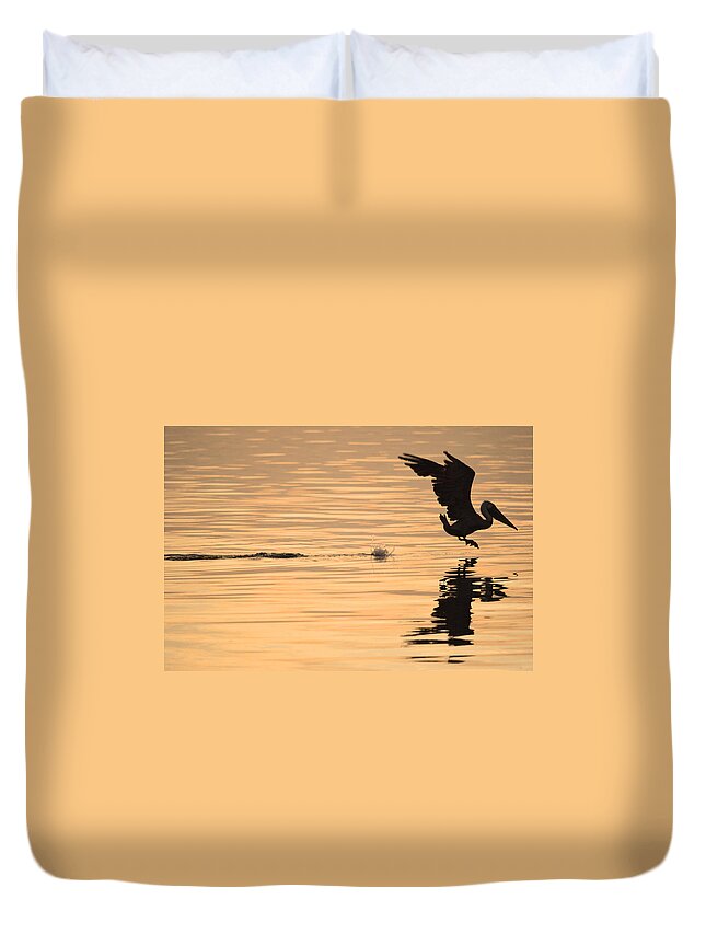 Water Duvet Cover featuring the photograph Hopping on Water by Leticia Latocki