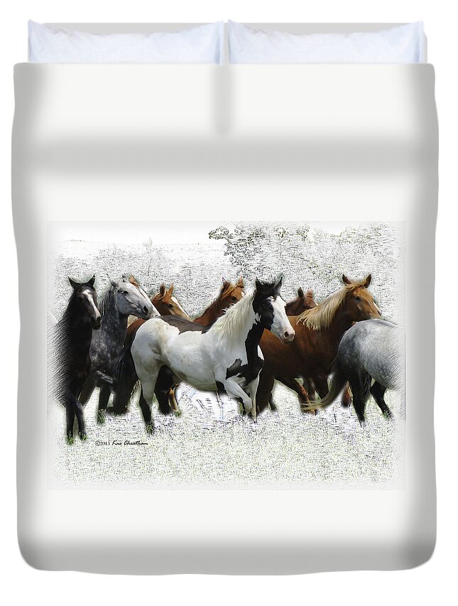Horses Duvet Cover featuring the photograph Horse Herd #3 by Kae Cheatham
