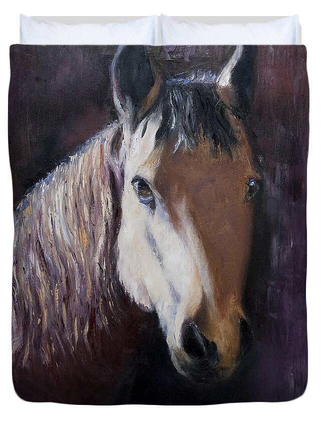 Horse Painting Duvet Cover featuring the painting Horse Painting by Terri Meyer