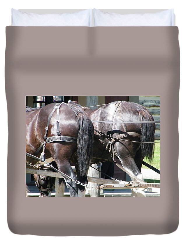 Team Duvet Cover featuring the photograph Horse Power by Ann E Robson