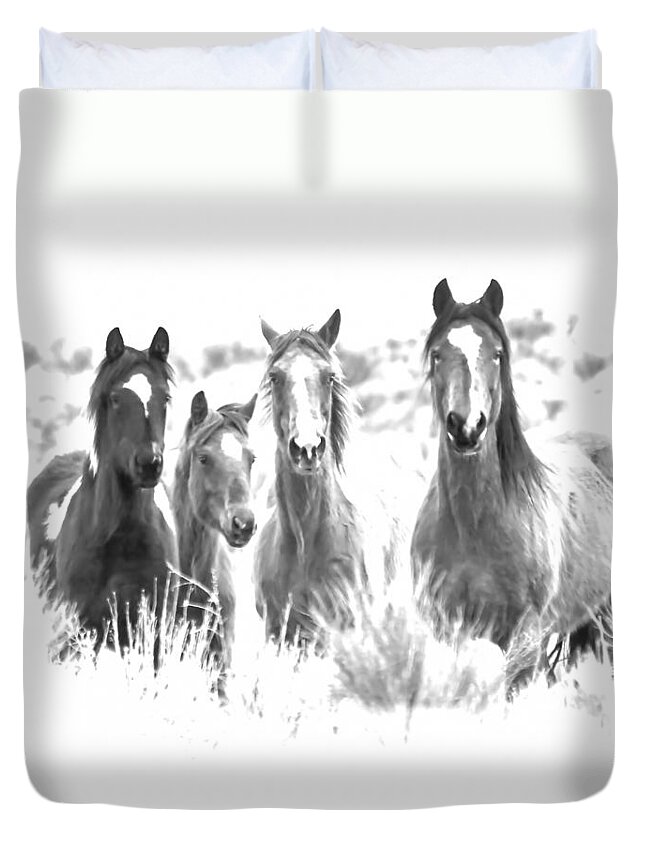 Horses Duvet Cover featuring the photograph Breakfast Club by Athena Mckinzie
