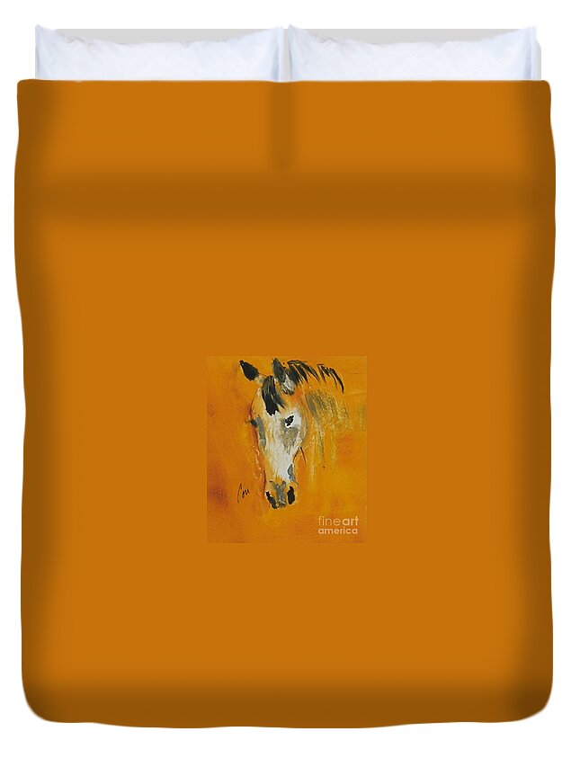 Horse Duvet Cover featuring the mixed media Horse Whisper by Cori Solomon
