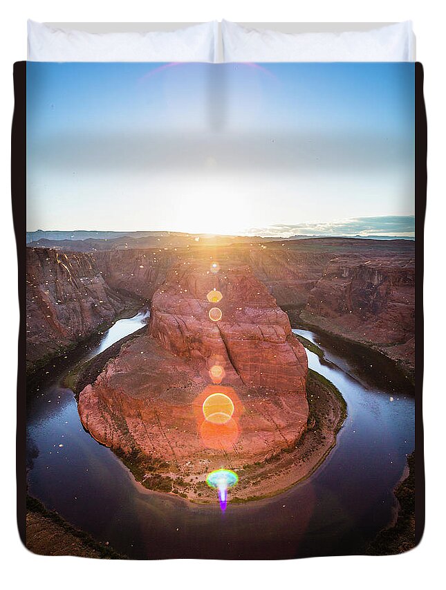 Scenics Duvet Cover featuring the photograph Horseshoe Bend In Arizona, Colorado by Deimagine