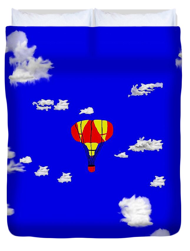 Balloon Duvet Cover featuring the painting Hot Air Balloon by James and Donna Daugherty