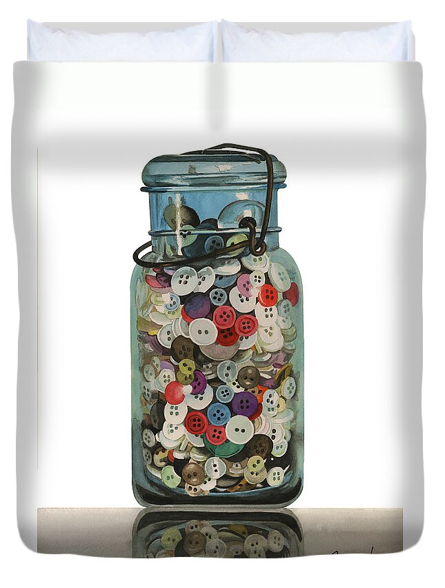 Jars Duvet Cover featuring the painting Hot Buttons by Ferrel Cordle