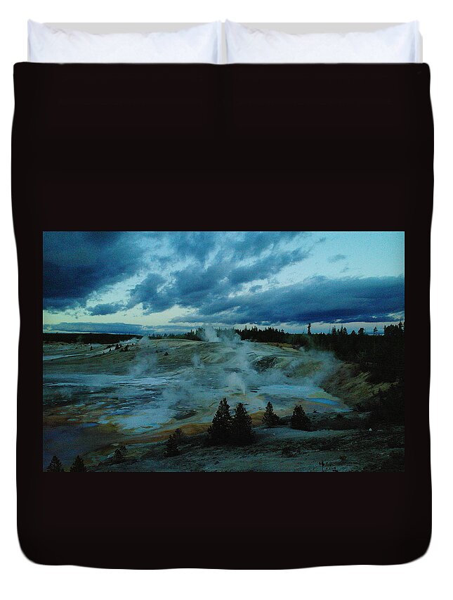 Water Duvet Cover featuring the photograph Hot Springs At Dusk by Jeff Swan