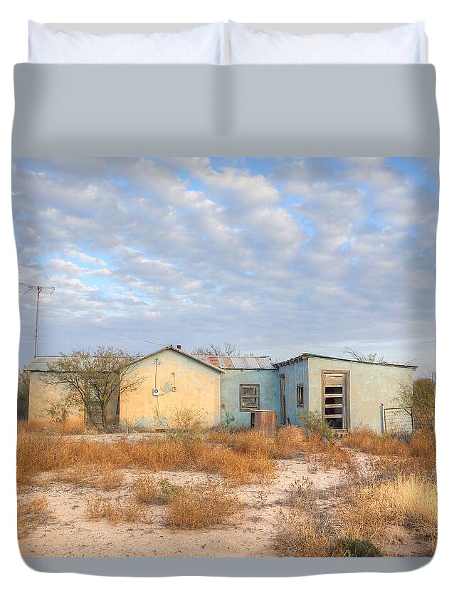Old House Duvet Cover featuring the photograph House in Ft. Stockton IV Muted by Lanita Williams