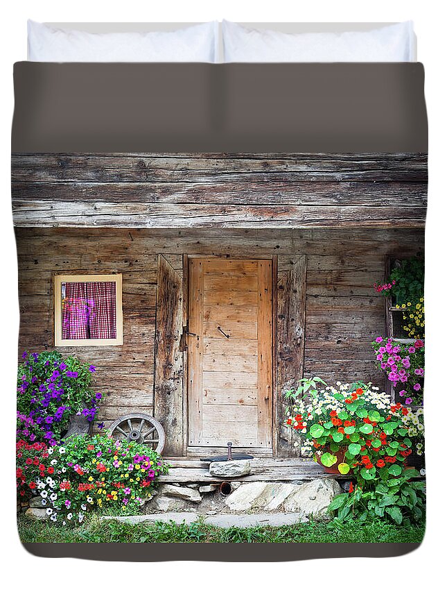 Alto Adige Duvet Cover featuring the photograph House In South Tyrol by Moreiso