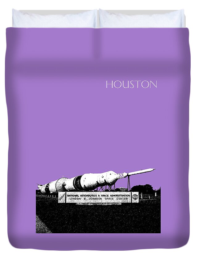 Cityscape Duvet Cover featuring the digital art Houston Johnson Space Center - Violet by DB Artist