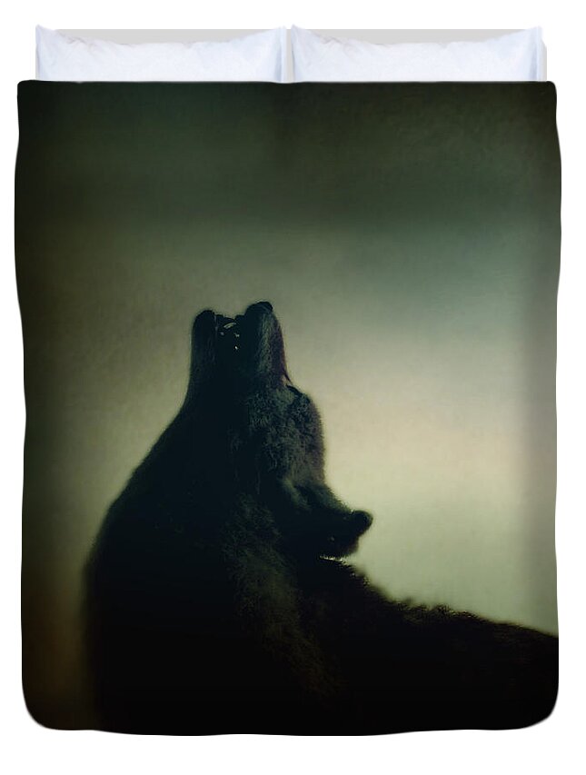 Wolf Duvet Cover featuring the photograph Howling by Margie Hurwich