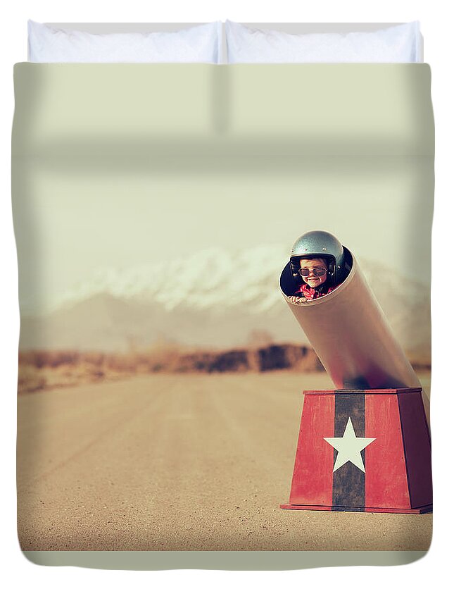 4-5 Years Duvet Cover featuring the photograph Human Cannonball by Richvintage