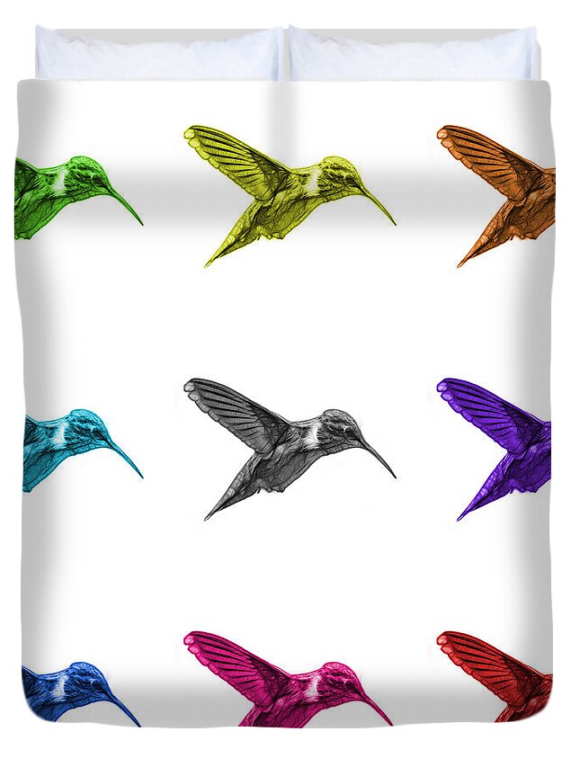 Hummingbird Duvet Cover featuring the digital art Hummingbird - 2054 F M -WB by James Ahn