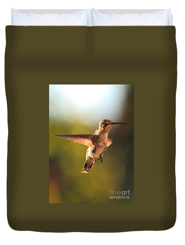 Hummingbird Duvet Cover featuring the photograph Hummingbird Bokeh by Carol Groenen