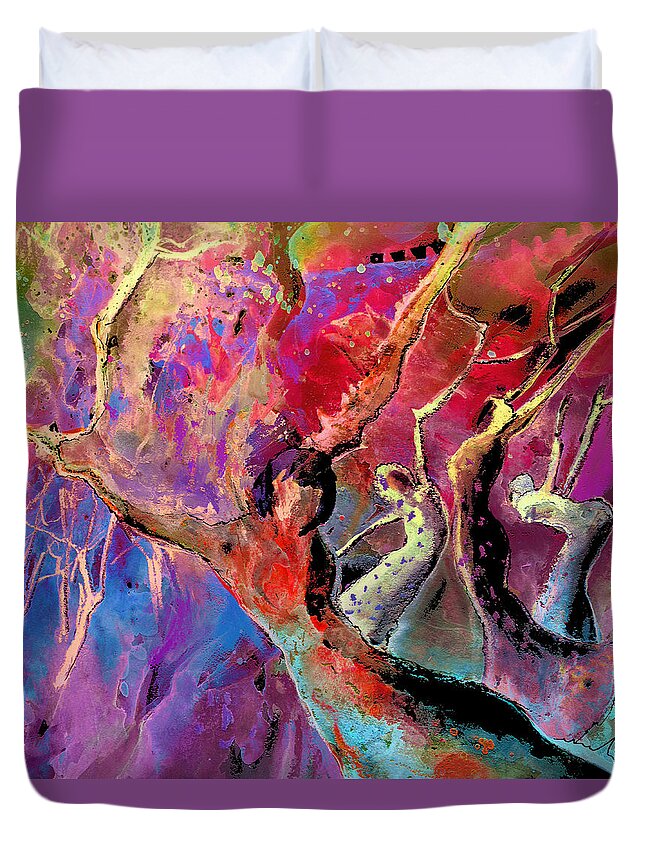 Fantascape Duvet Cover featuring the painting I Am Woman by Miki De Goodaboom