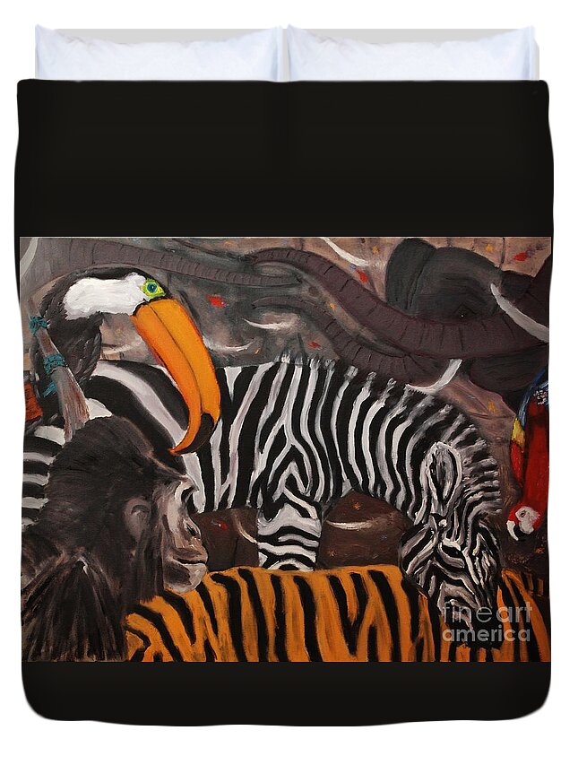 Animals Duvet Cover featuring the painting I Dream Of Africa by Wayne Cantrell