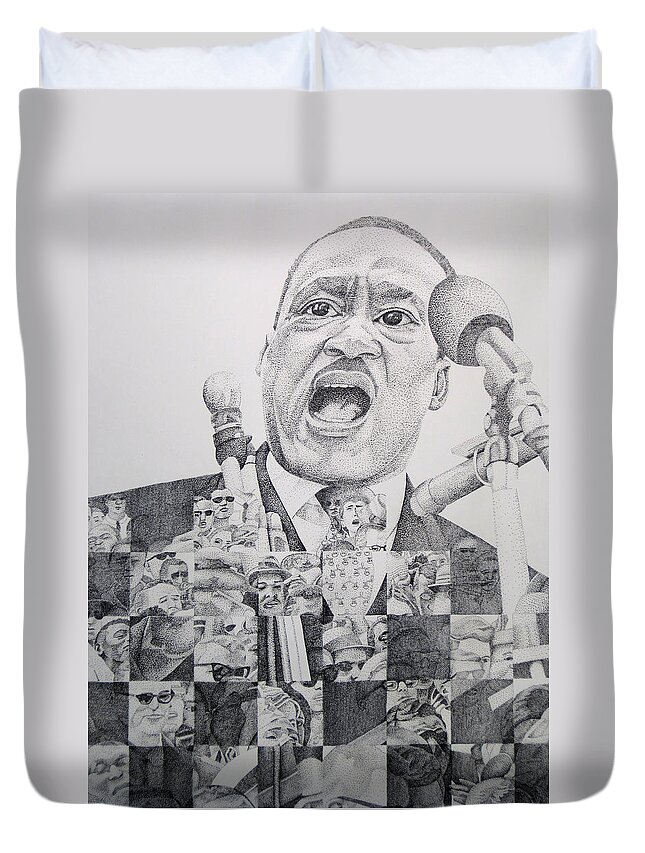 Martin Luther King Duvet Cover featuring the drawing Martin Luther King-I have a Dream by Joshua Morton