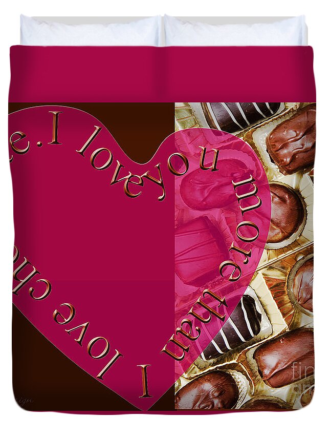 Panorama Duvet Cover featuring the mixed media I Love You More Than I Love Chocolate 5 by Andee Design