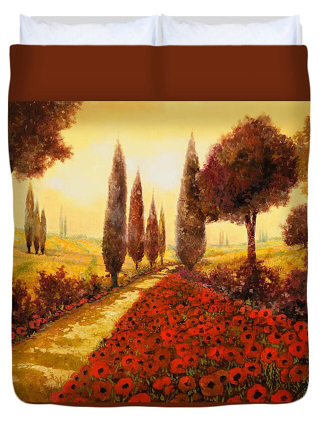 Poppy Fields Duvet Cover featuring the painting I Papaveri In Estate by Guido Borelli