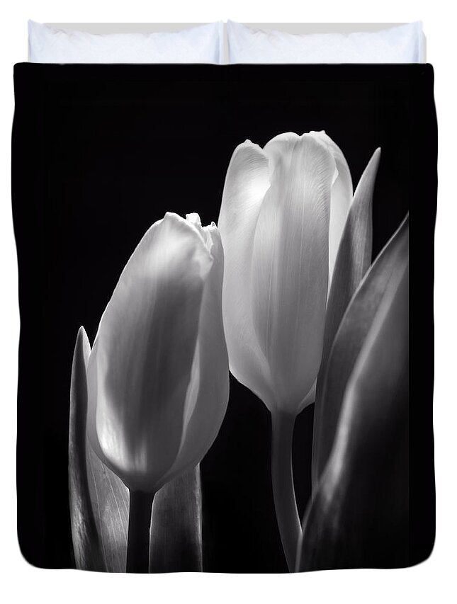 B&w Duvet Cover featuring the photograph I Want To Lay My Head On Your Shoulder by Sandra Parlow