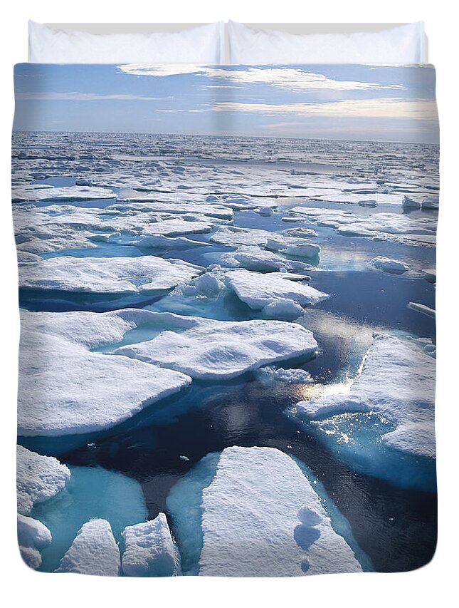 00195849 Duvet Cover featuring the photograph Ice Floes In Arctic Northwest Territories by Konrad Wothe