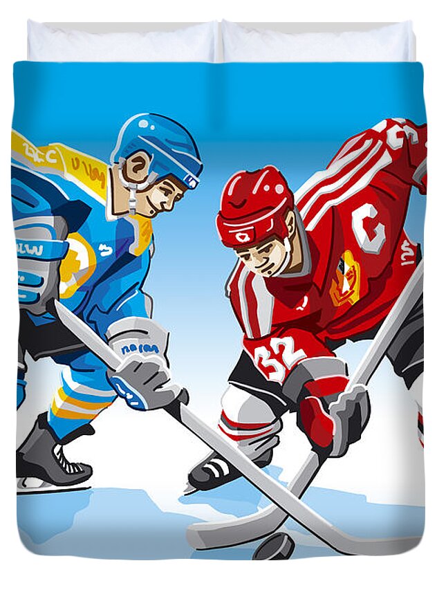 Ice Hockey Face Off Duvet Cover For Sale By Frank Ramspott