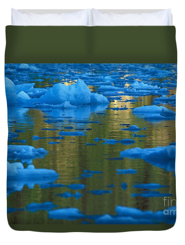 Glacier Duvet Cover featuring the photograph Icebergs, Leconte Bay, Alaska by Ron Sanford