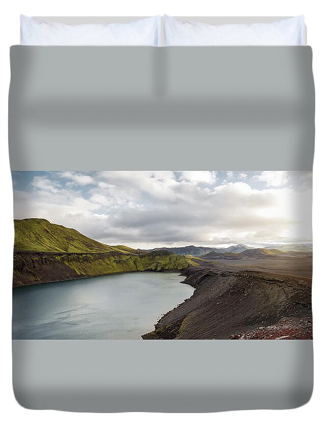 Scenics Duvet Cover featuring the photograph Iceland Highlands Panorama by Spreephoto.de