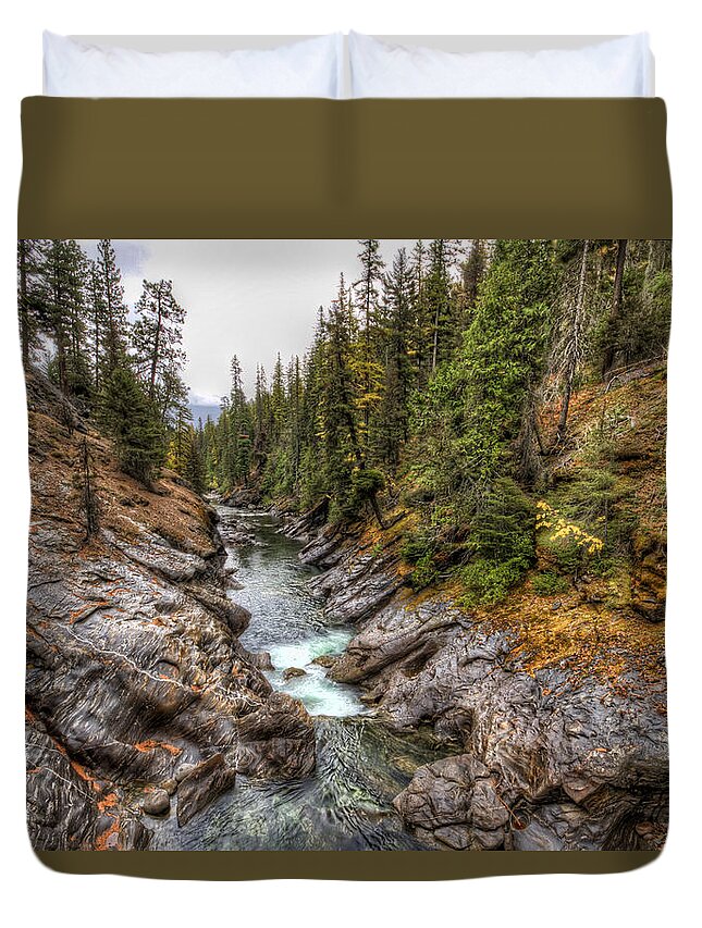 Hdr Duvet Cover featuring the photograph Icicle Gorge by Brad Granger