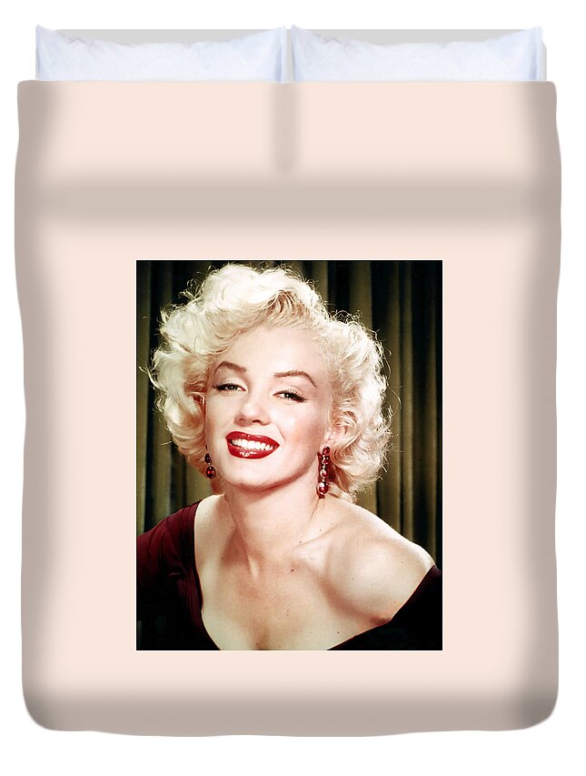 Marilyn Monroe Duvet Cover featuring the photograph Iconic Marilyn Monroe by Georgia Fowler