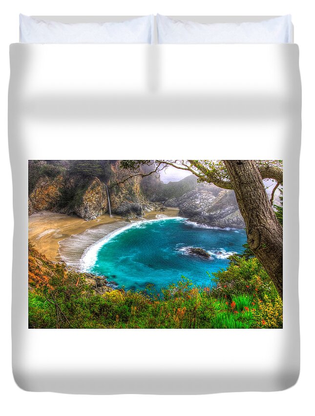 California Duvet Cover featuring the photograph Idyllic Cove-1a. Mc Way Falls Julia Pfeiffer State Park - Big Sur Central California Coast Spring by Michael Mazaika