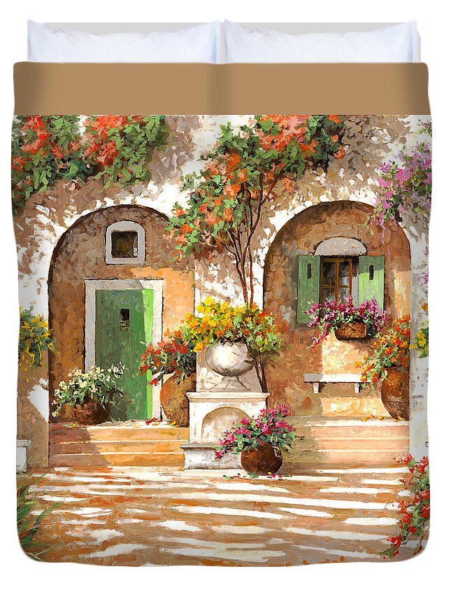 Arches Duvet Cover featuring the painting Il Cortile by Guido Borelli