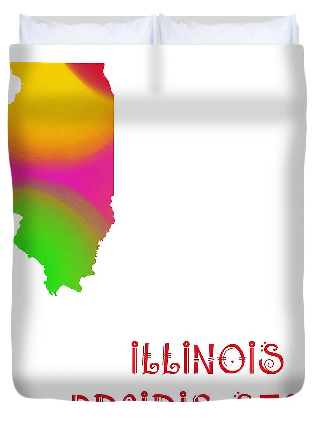 Andee Design Duvet Cover featuring the digital art Illinois State Map Collection 2 by Andee Design