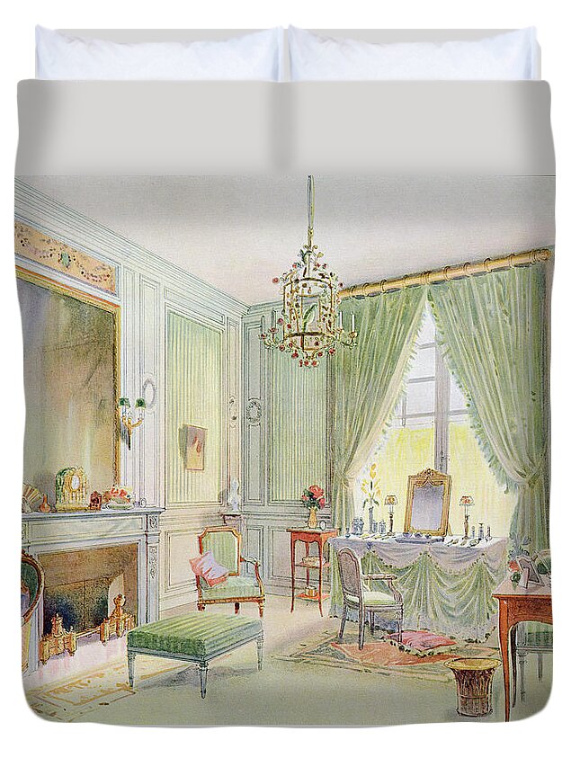 Directoire Duvet Cover featuring the drawing Illustration From Interieurs De Style by Georges Remon